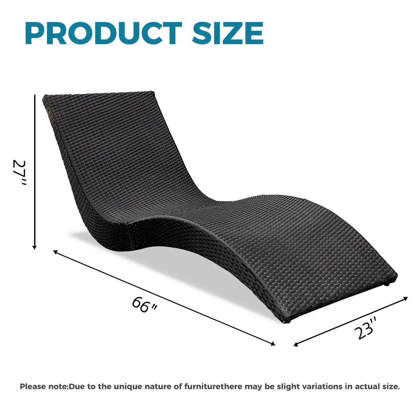 Outdoor Rattan Chaise Lounge - Outside Lounge Chair for Poolside, Beach & Garden, Comfortable S-Shaped Patio Lounger