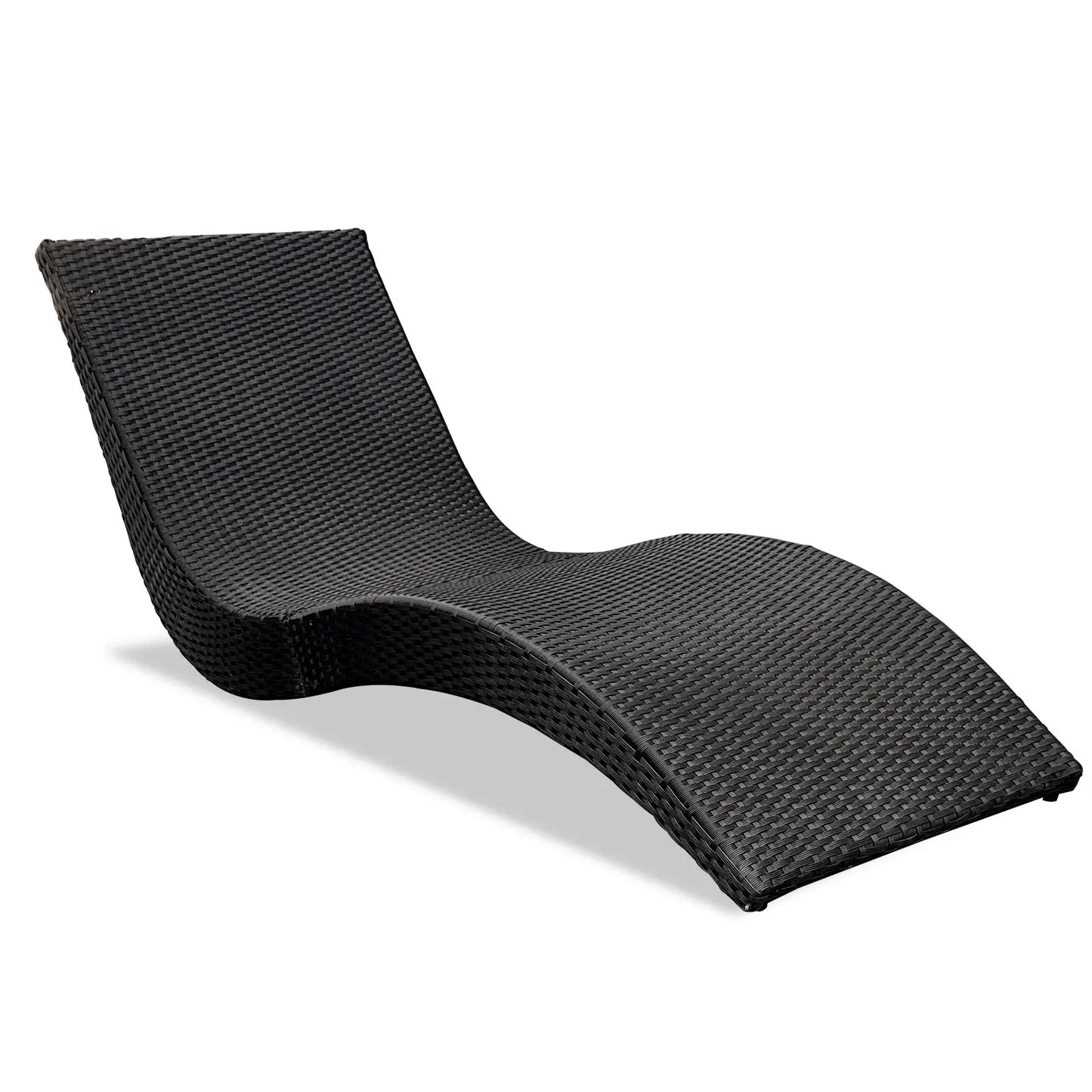 Outdoor Rattan Chaise Lounge - Outside Lounge Chair for Poolside, Beach & Garden, Comfortable S-Shaped Patio Lounger