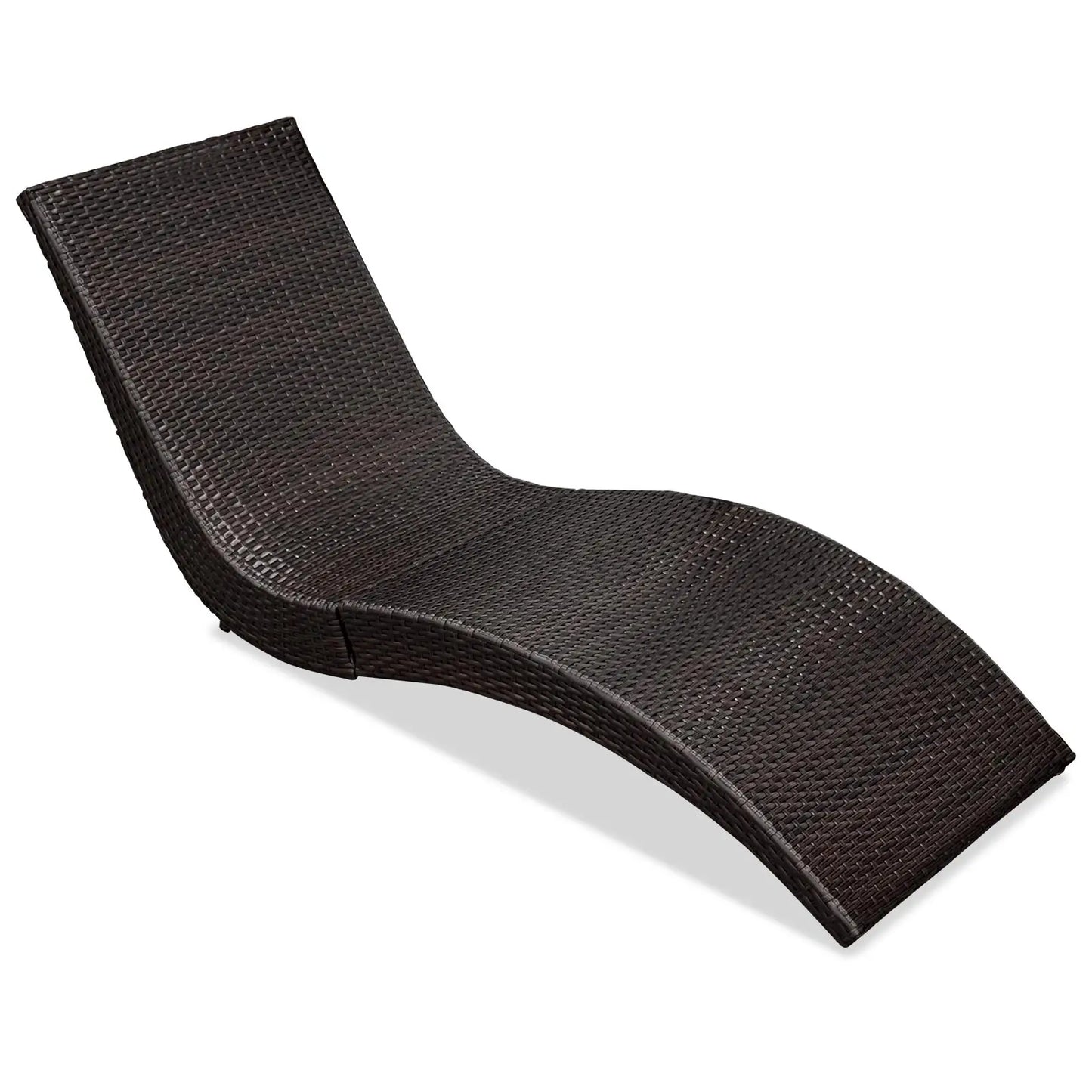 Outdoor Rattan Chaise Lounge - Outside Lounge Chair for Poolside, Beach & Garden, Comfortable S-Shaped Patio Lounger
