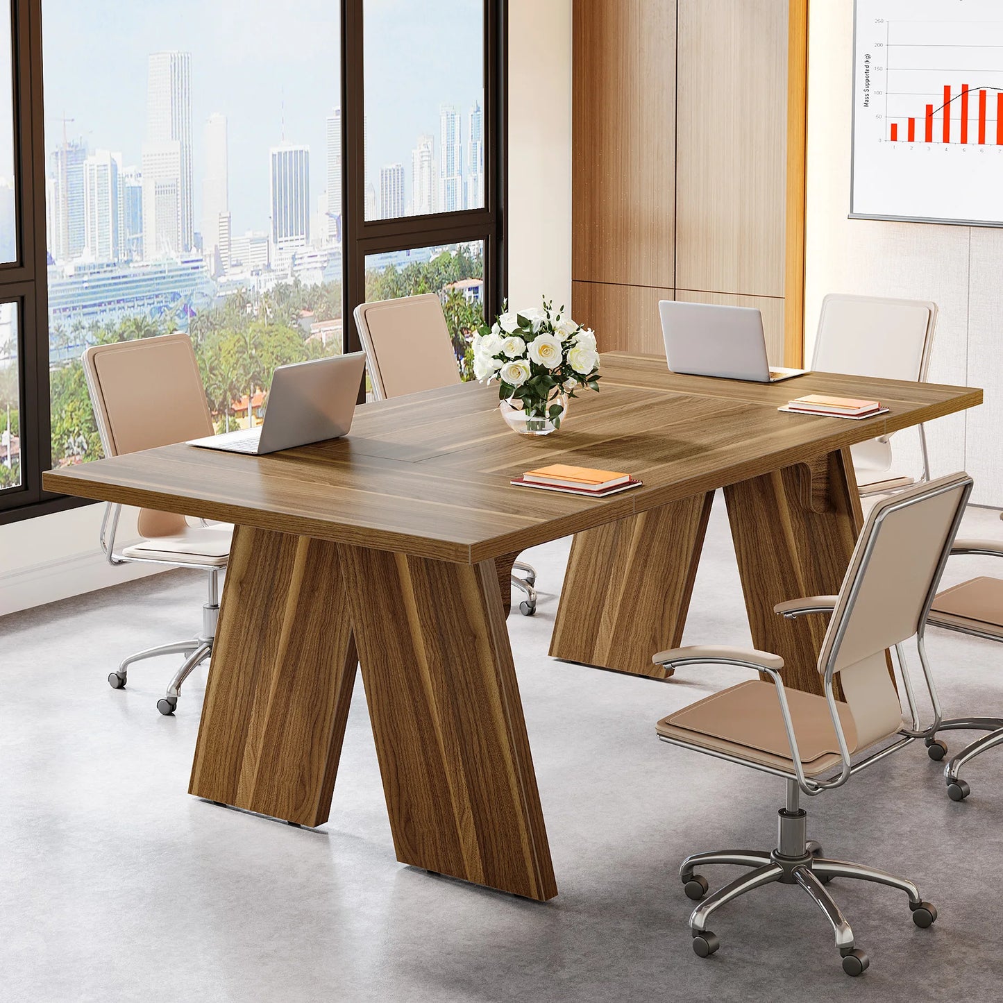 Tribesigns 70.9" Executive Desk, Large Office Computer Desk with Thicken Frame, Solid Wood Farmhouse Office Desk