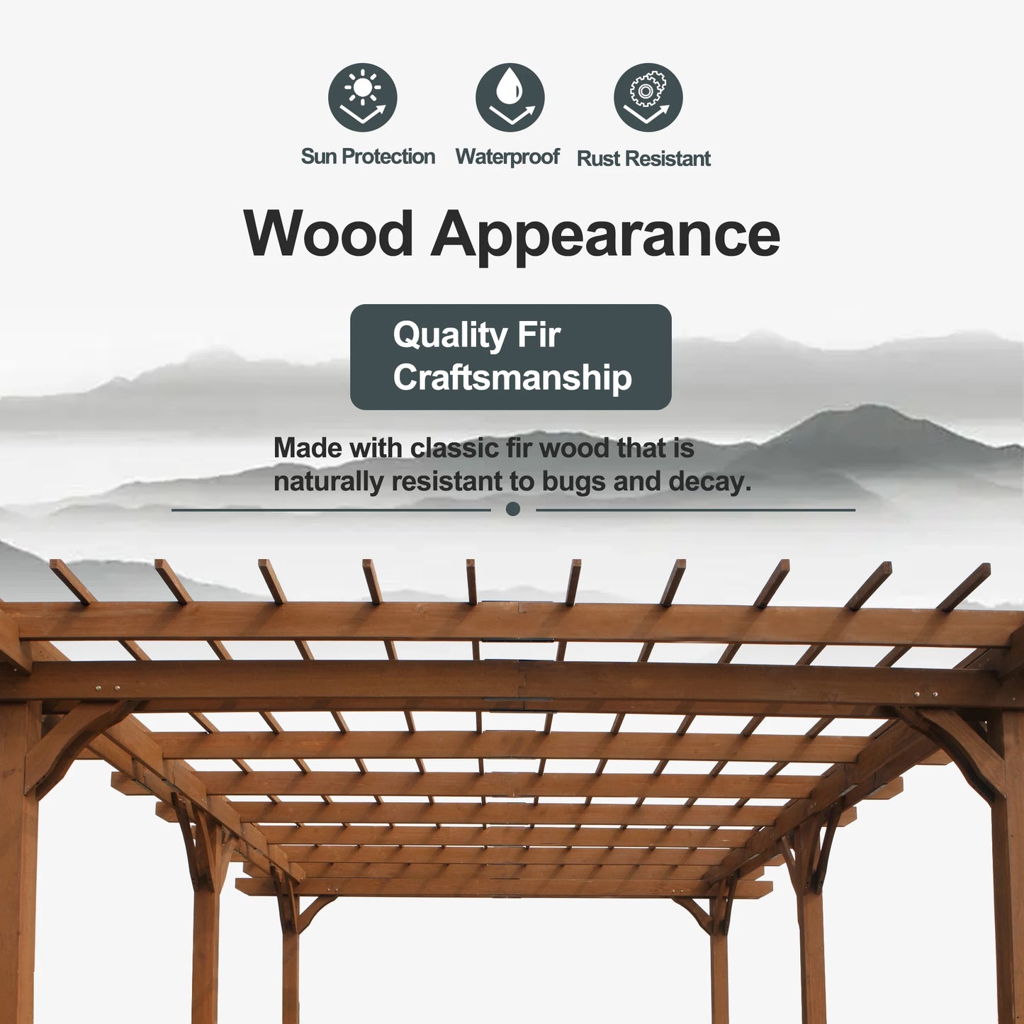 LZBEITEM Outdoor Gazebo Wooden Grape pergola for Climbing Plant Support, Garden, Terrace, Backyard, Deck, Brown