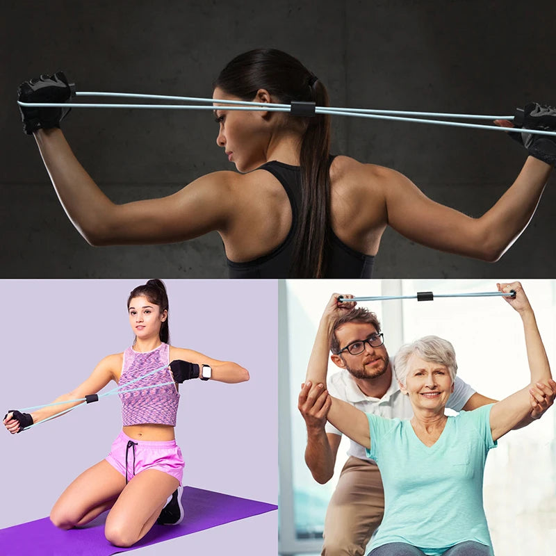 1PC Fitness 8 Word Yoga Elastic Band Gum Resistance Rubber Bands Fitness Fitness Equipment Expander Workout Gym Exercise Train