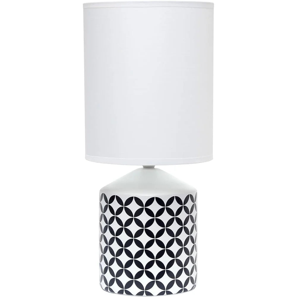 Printed Jug Table Lamp with White Drum Shade Rustic Elegance Living Room Bedroom Office Versatile Home Decor Easy On Off Switch