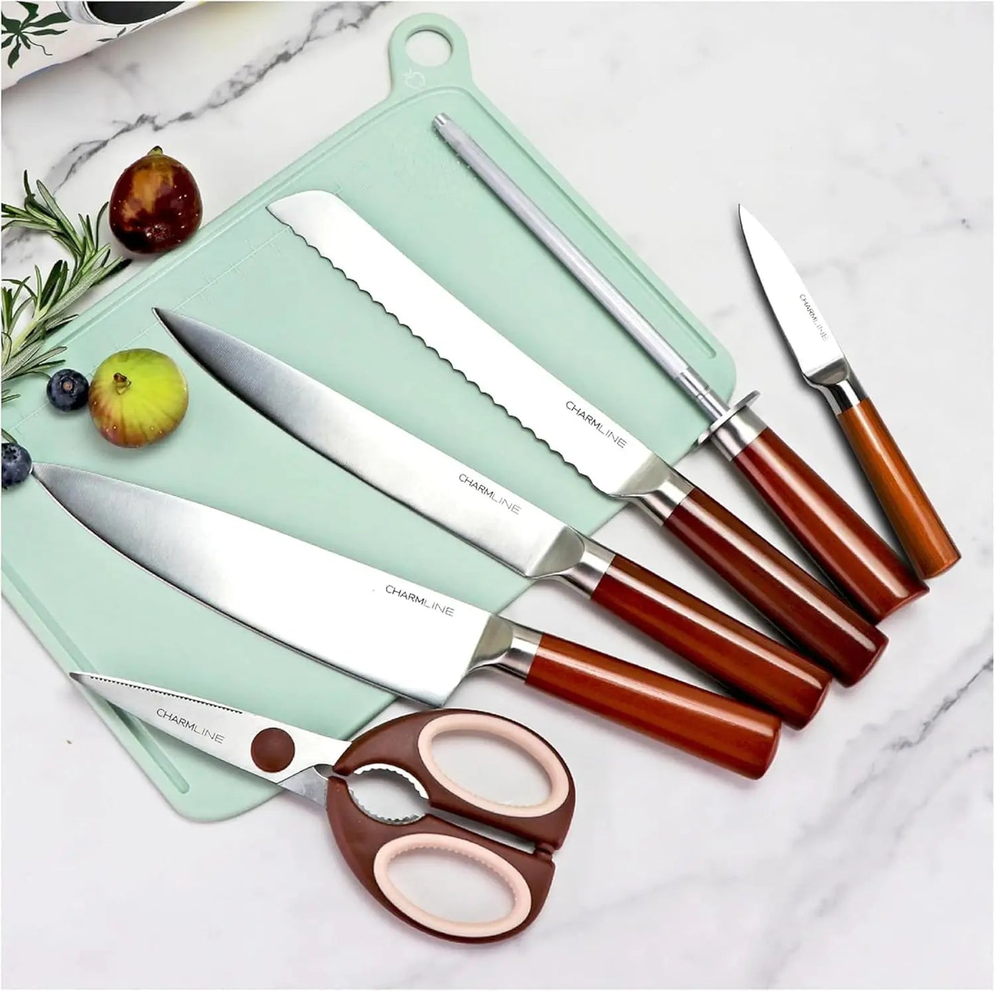 Smart Cutting Board and Knife Set with Holder, Double Cleaning and Drying Function, Space Saving Smart Home Gadgets