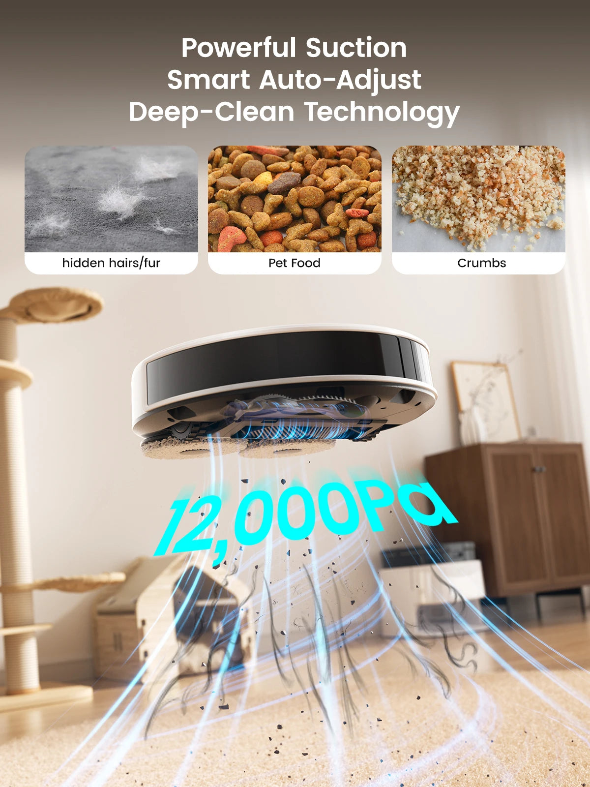 LEFANT M3 Robot Vacuum Cleaner, All-in-one Base Station, Suction 12,000 Pa,DToF Navigation, PSD Obstacle Avoidance Technology
