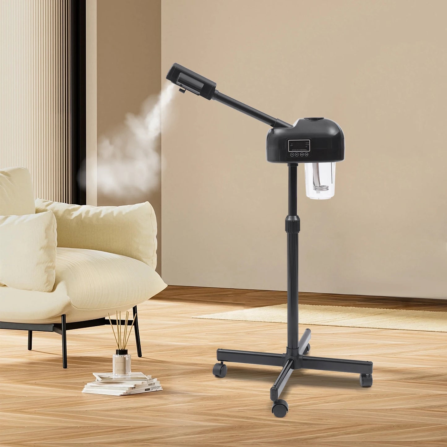 Facial Steamer for Esthetician Deep Cleaning Face Steamer for Facial with Hot Mist, Rolling Wheels & 360° Rotatable Spa