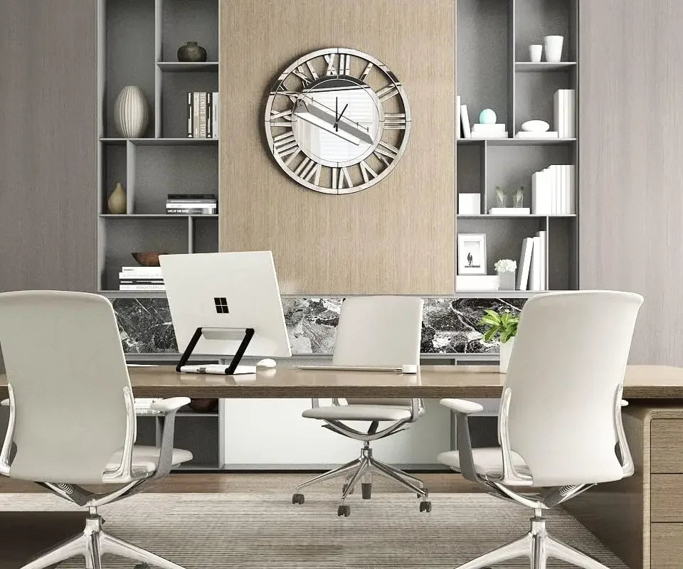 24" Large Wall Clock Decorative, Acrylic Mirrored Clock for Living Room Decor, Big Silver Modern Wall Clocks Decor
