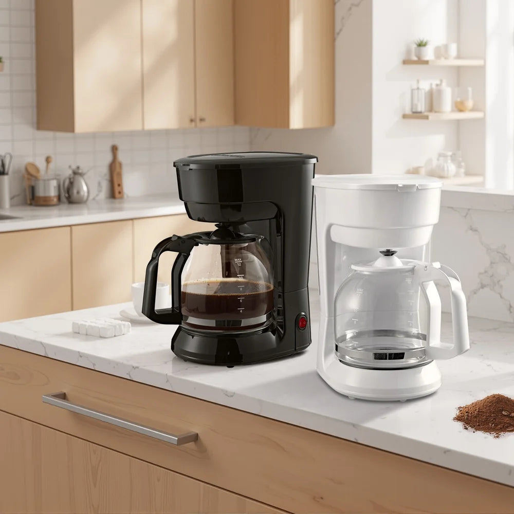 12 Cup Coffee Maker 1.8L Plastic Glass Auto Keep Warm Indicator Light Dishwasher Safe Ideal Home Kitchen Use