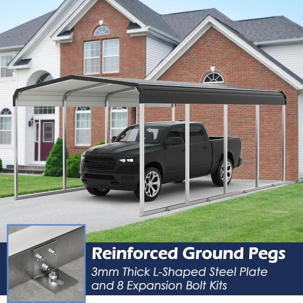 12x20 FT Metal Carport, Heavy Duty Carport Canopy with Galvanized Steel Frame and Roof, Outdoor Storage Shed, Car Tent Garage S