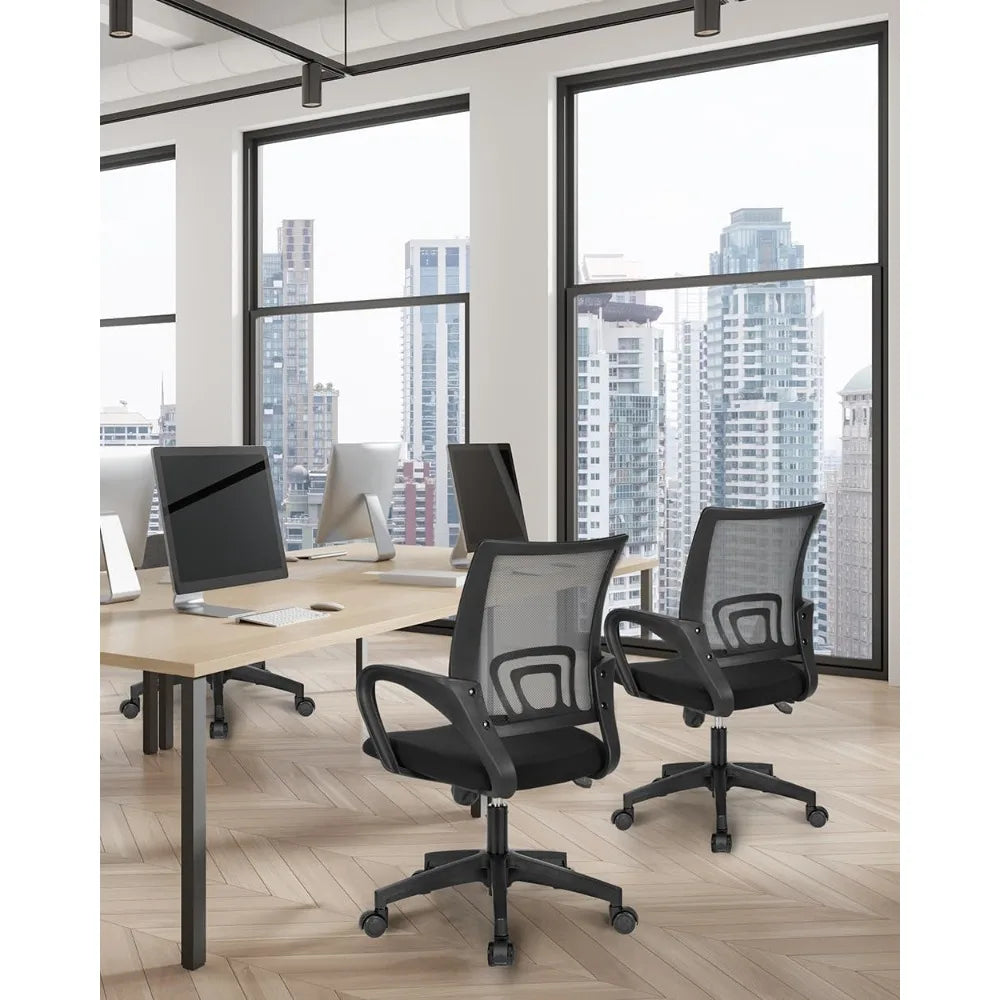 Office Desk Computer Chair Ergonomic Mesh Gaming Mid Back Seat with Comfy Lumbar Support Adjustable Height Swivel for Home Task