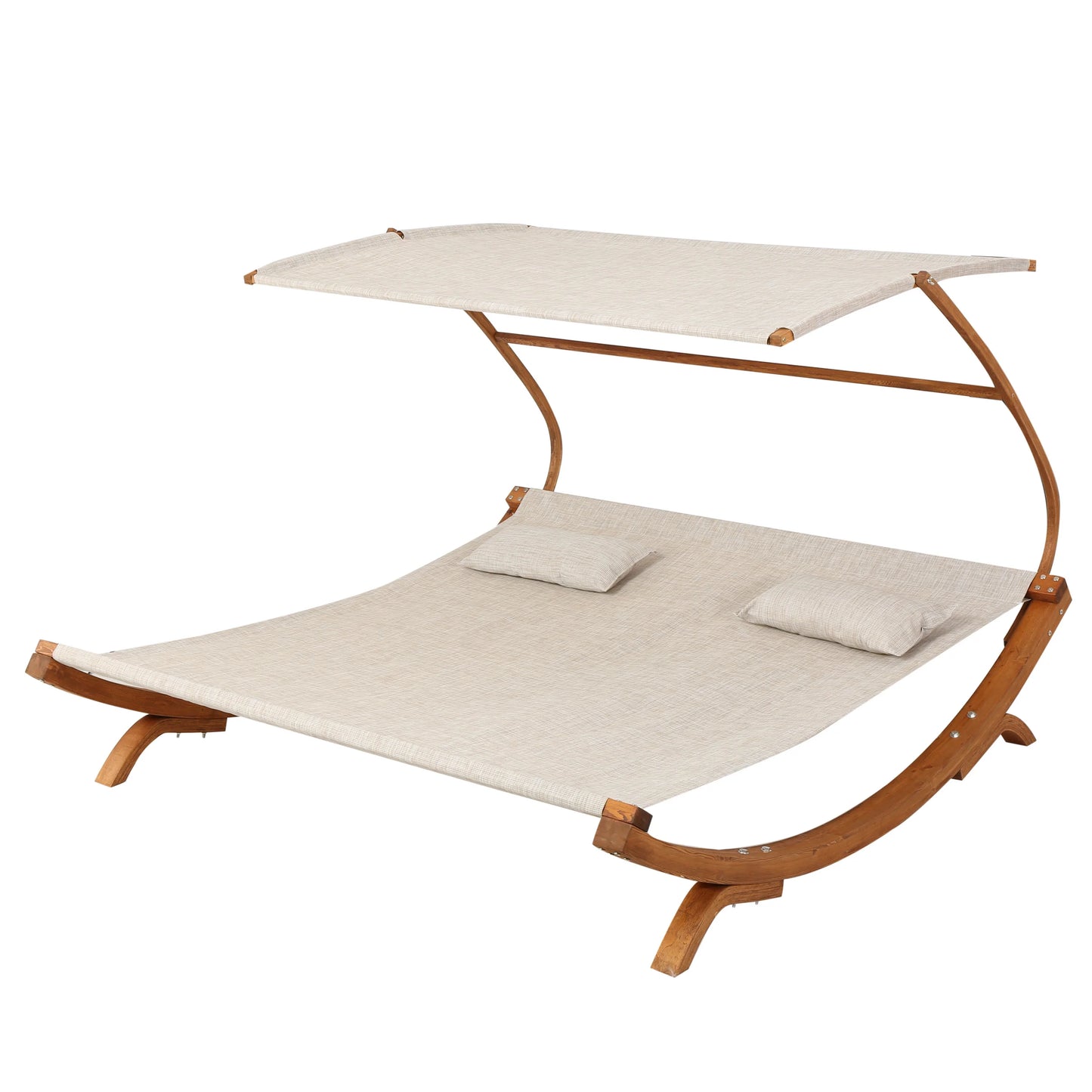 Double Sunbed with Adjustable Canopy, Water - Resistant Frame & 2 Pillows - Perfect for Outdoor Patio Lounge