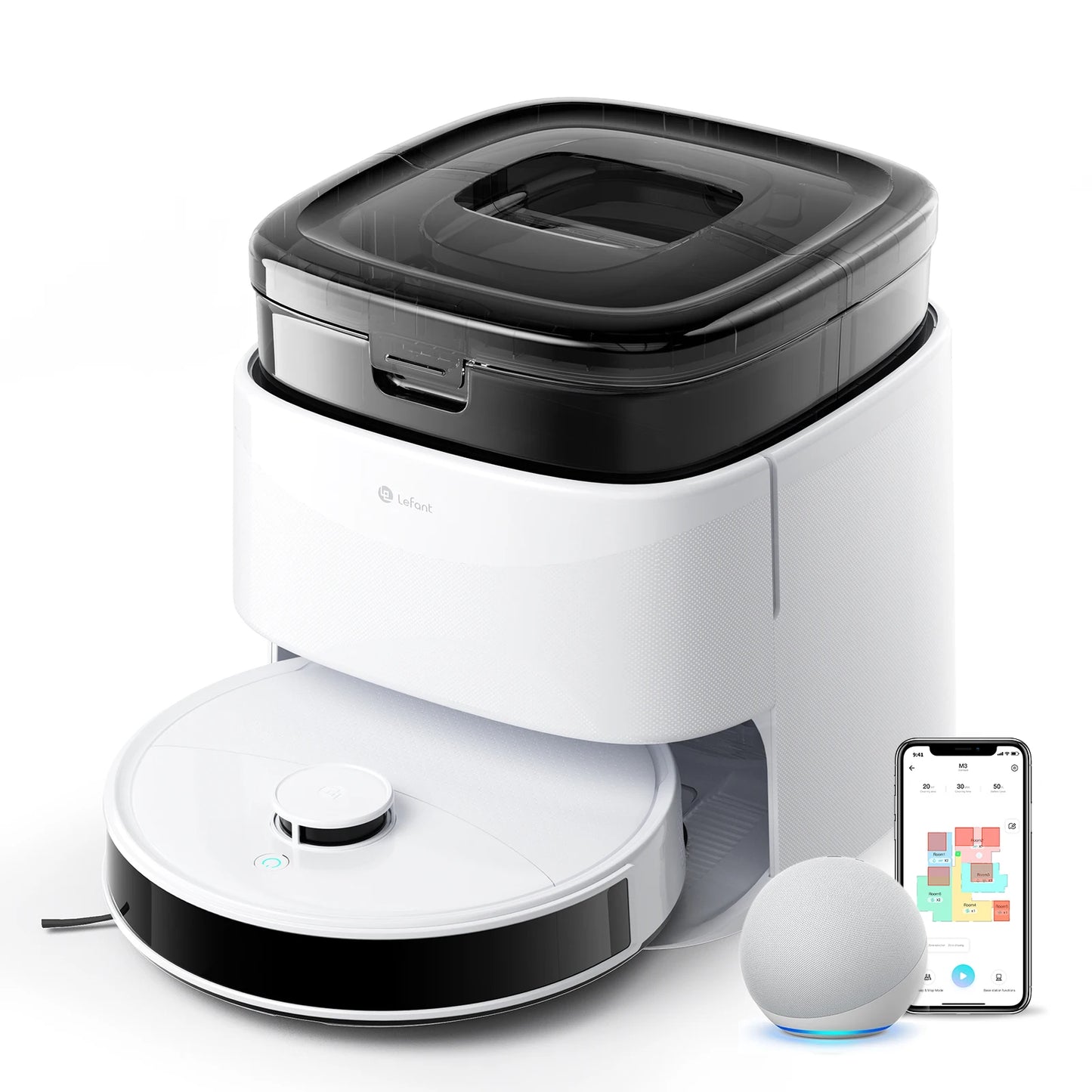 LEFANT M3 Robot Vacuum Cleaner, All-in-one Base Station, Suction 12,000 Pa,DToF Navigation, PSD Obstacle Avoidance Technology