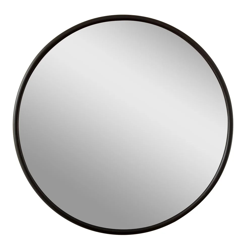 Black Traditional Round Wall Mirror 18x18 Inch Sleek Design Reflective Surface Enhances Space Home Office Decor Easy Maintenance