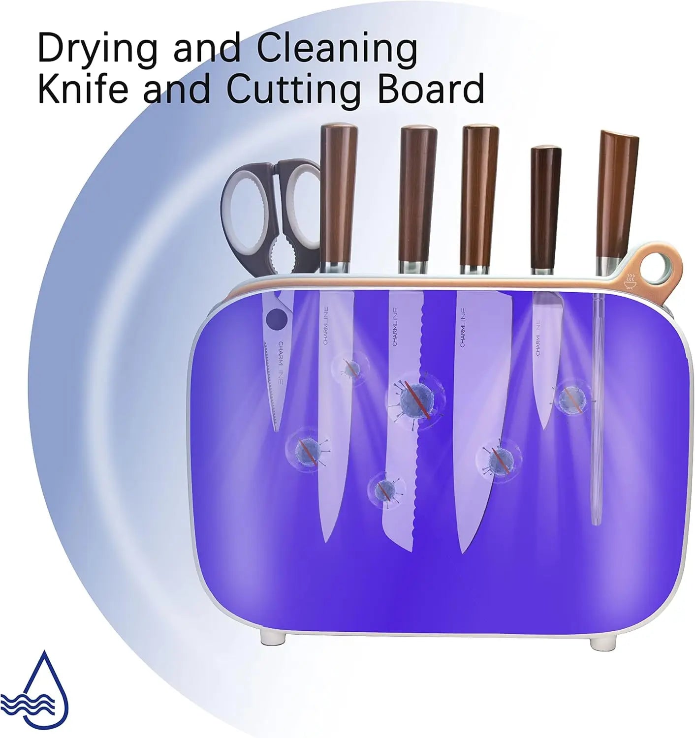 Smart Cutting Board and Knife Set with Holder, Double Cleaning and Drying Function, Space Saving Smart Home Gadgets