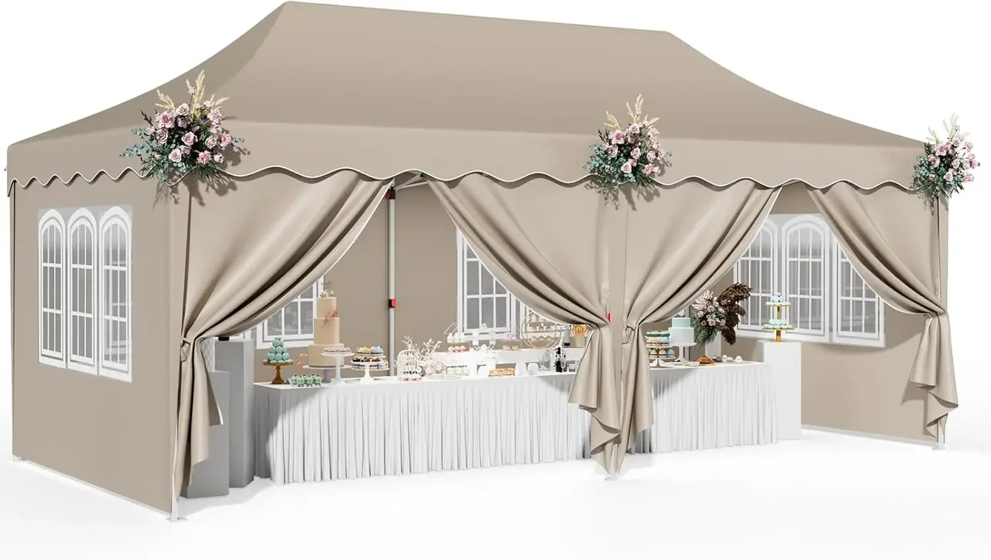 10×20 ft Heavy-Duty Party Tent – Outdoor Wedding Canopy with Carry Bag, 4 Sidewalls, 2 Zip Doors & 6 Sandbags