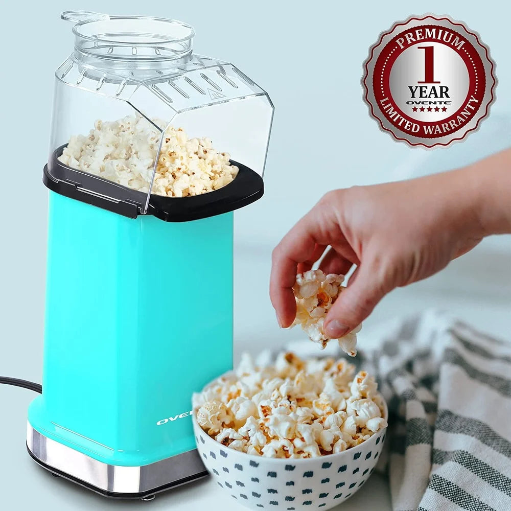 Hot Air Popcorn Maker 16-Cup Capacity Easy Clean Healthy Snack Turbine Design Detachable Measuring Cup Compact Kitchen Appliance