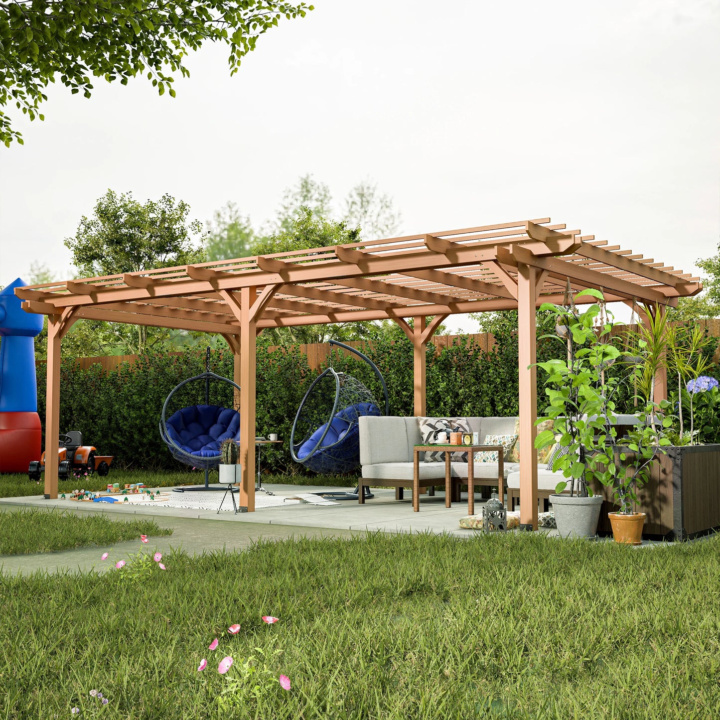 LZBEITEM Outdoor Gazebo Wooden Grape pergola for Climbing Plant Support, Garden, Terrace, Backyard, Deck, Brown