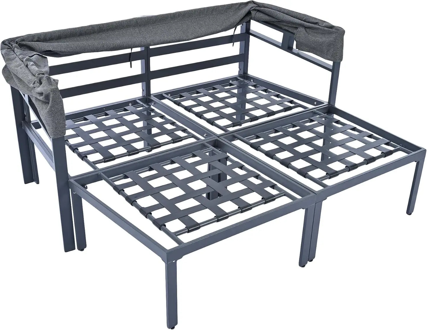 Outdoor Patio Daybed Sunbed Lounger with Retractable Canopy AllWeather 3Piece Sectional Sofa Set with Washable Cushions for Back
