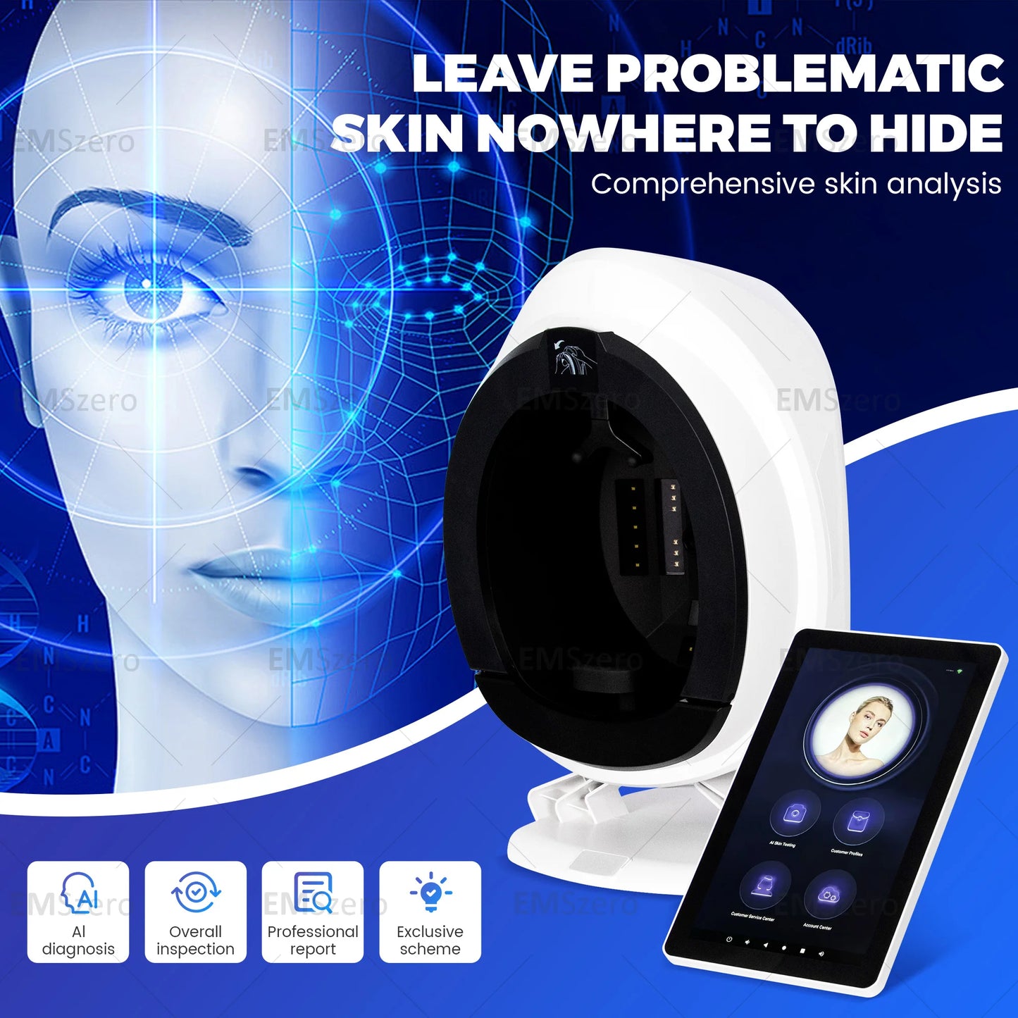 Professional AISIA Q1 3D AI Facial Skin Analyzer Detection Skin Problem Diagnosis 8 Spectrum Analysis Beauty Salon Equipment