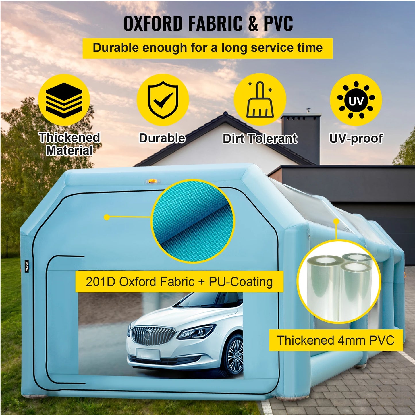 SucceBuy Inflatable Paint Booth 8.5x4.6x3m Carport Car Spray Tent W/ 2Blower Auto Workstation Mobile Shelter Room Outdoor Garage