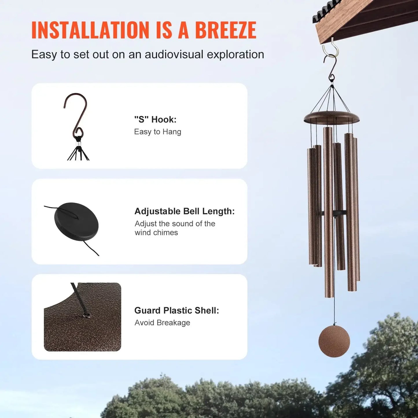 Wind Chimes for Outside 50-Inch Aluminum Memorial Deep Tone Wind Chimes