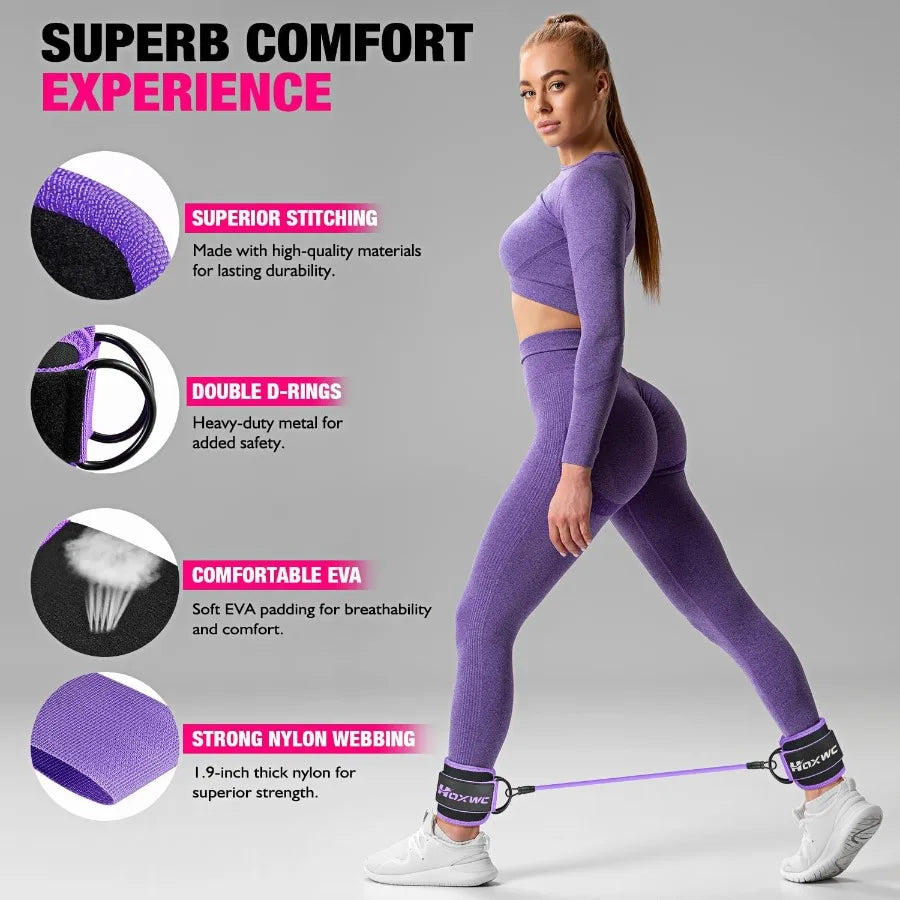 Ankle Resistance Bands with Cuffs for Leg and Booty Workouts: Effective Hip Fitness Training Equipment for Kickbacks and Butt L
