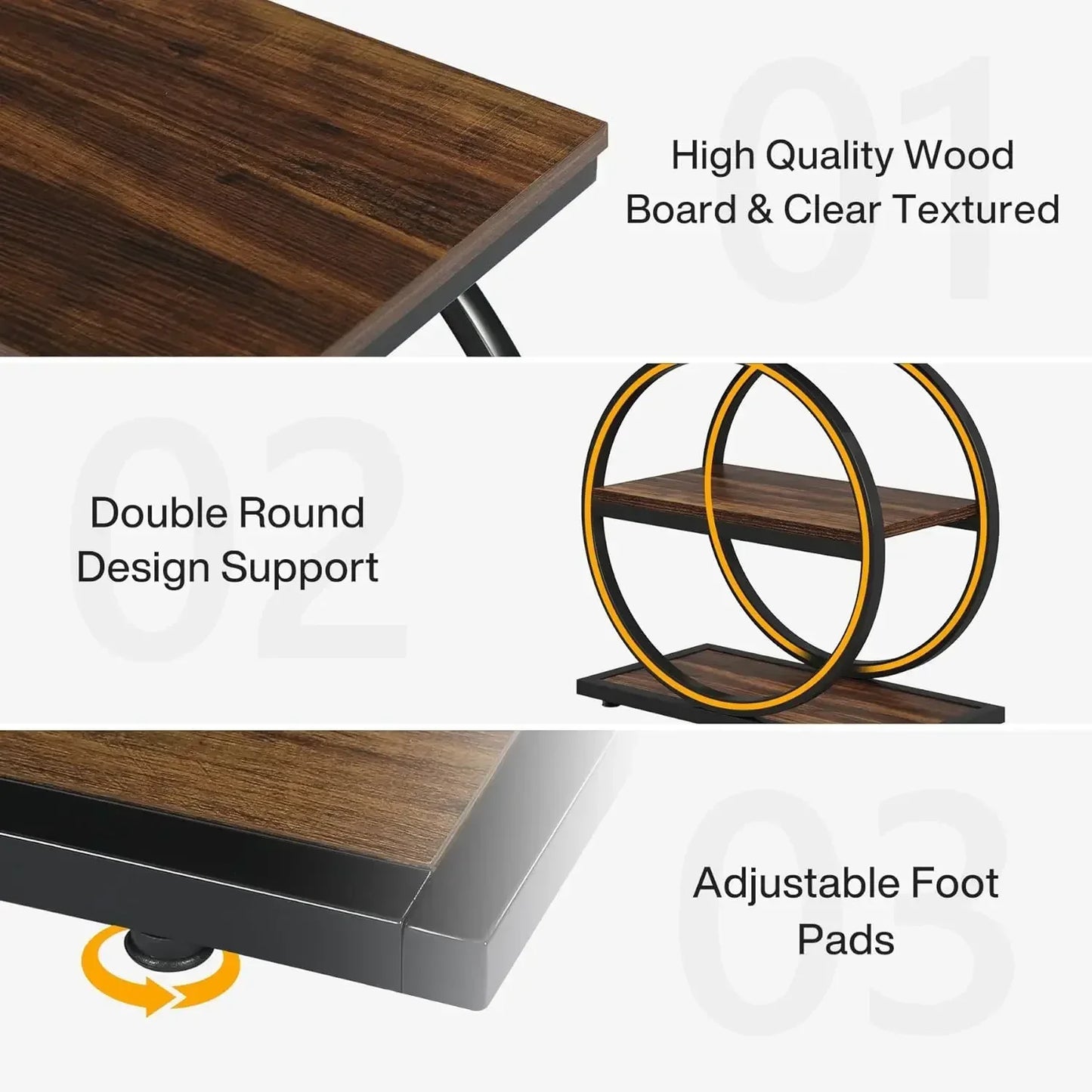 Narrow End Table with 3 Storage Shelves,Wood Side Table with Black Metal Frames,Industrial Small Sofa Side Table for Living Room