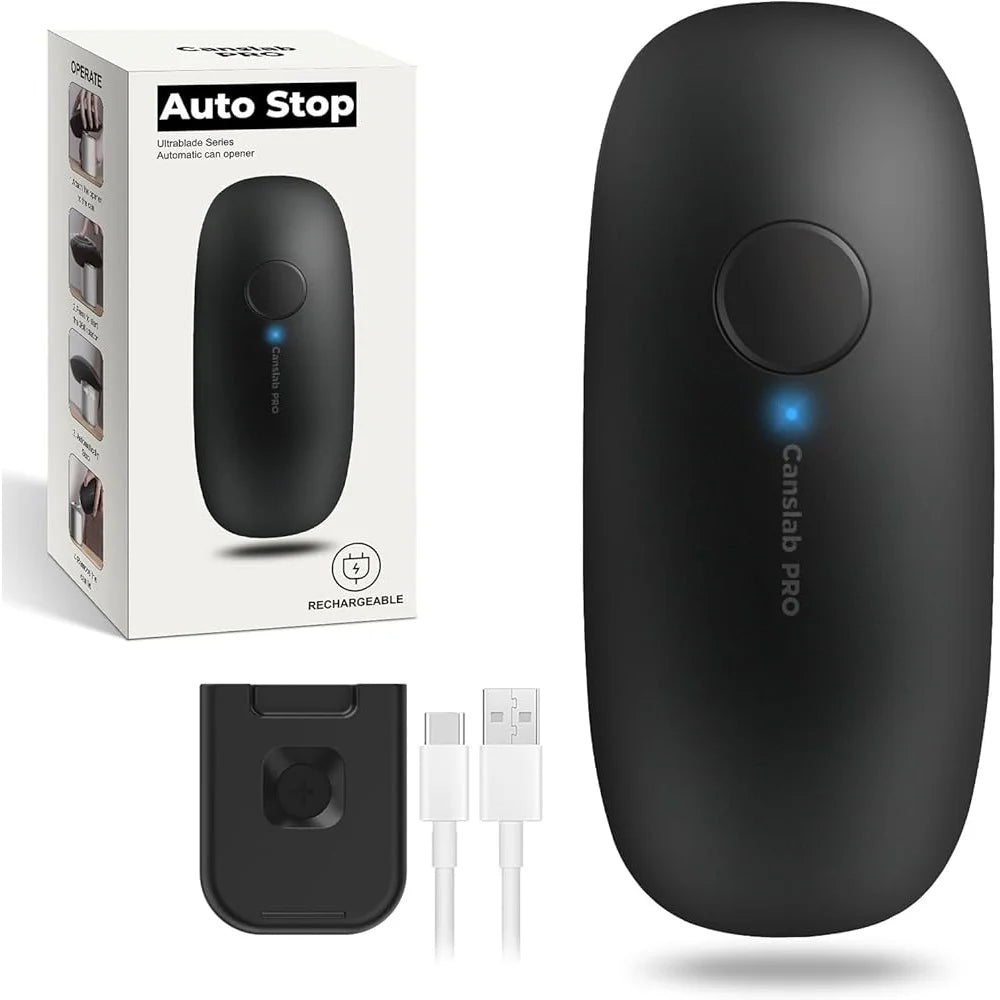 Rechargeable Electric Can Opener Auto Stop Hands Free Magnetic Lid Lifter Ergonomic Safe Smooth Edge Kitchen Tool Seniors