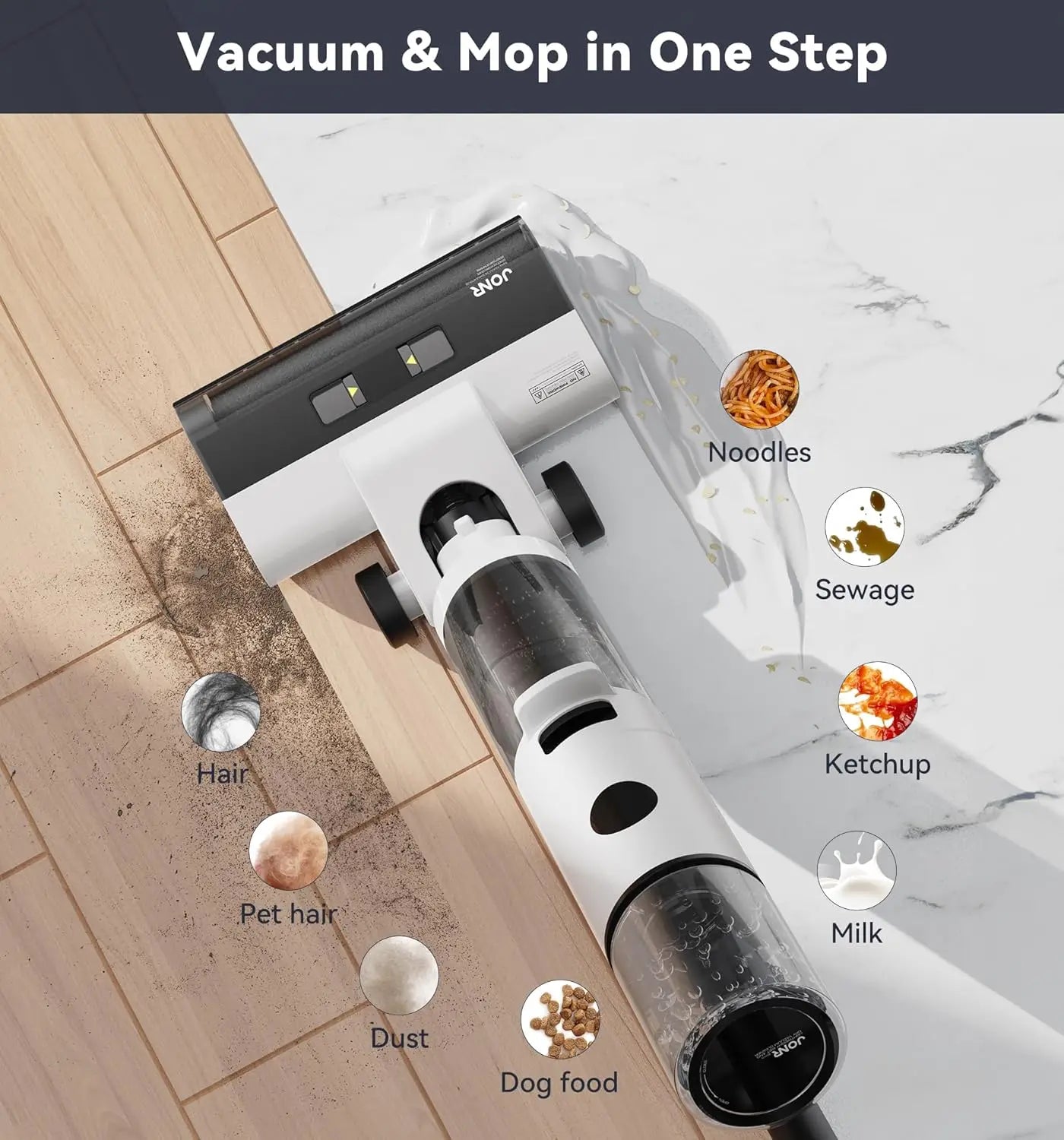 Wet Dry Vacuum Cleaner,Cordless Floor Cleaning Suitable for Combination of Hard Floor Vacuum Cleaner and Mop,one click