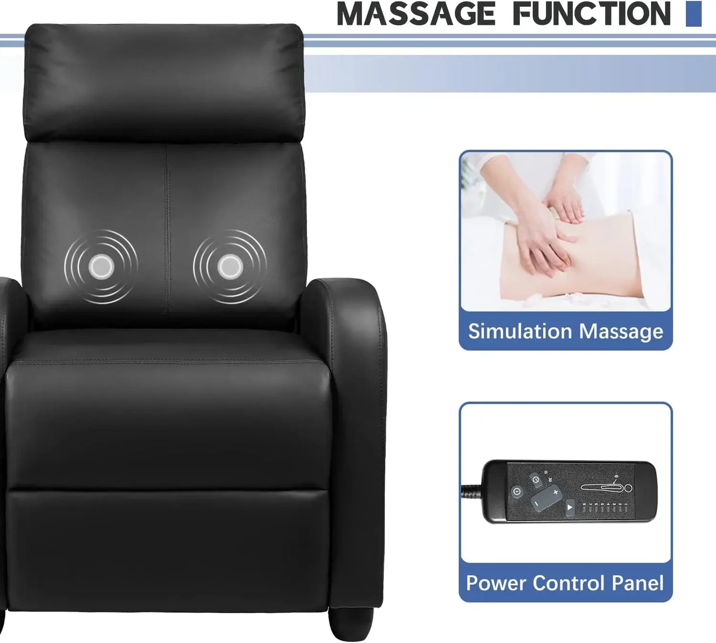 Massage Recliner Chair for Living Room Adjustable PU Leather Reclining Chair Home Theater Seating Modern Winback Single