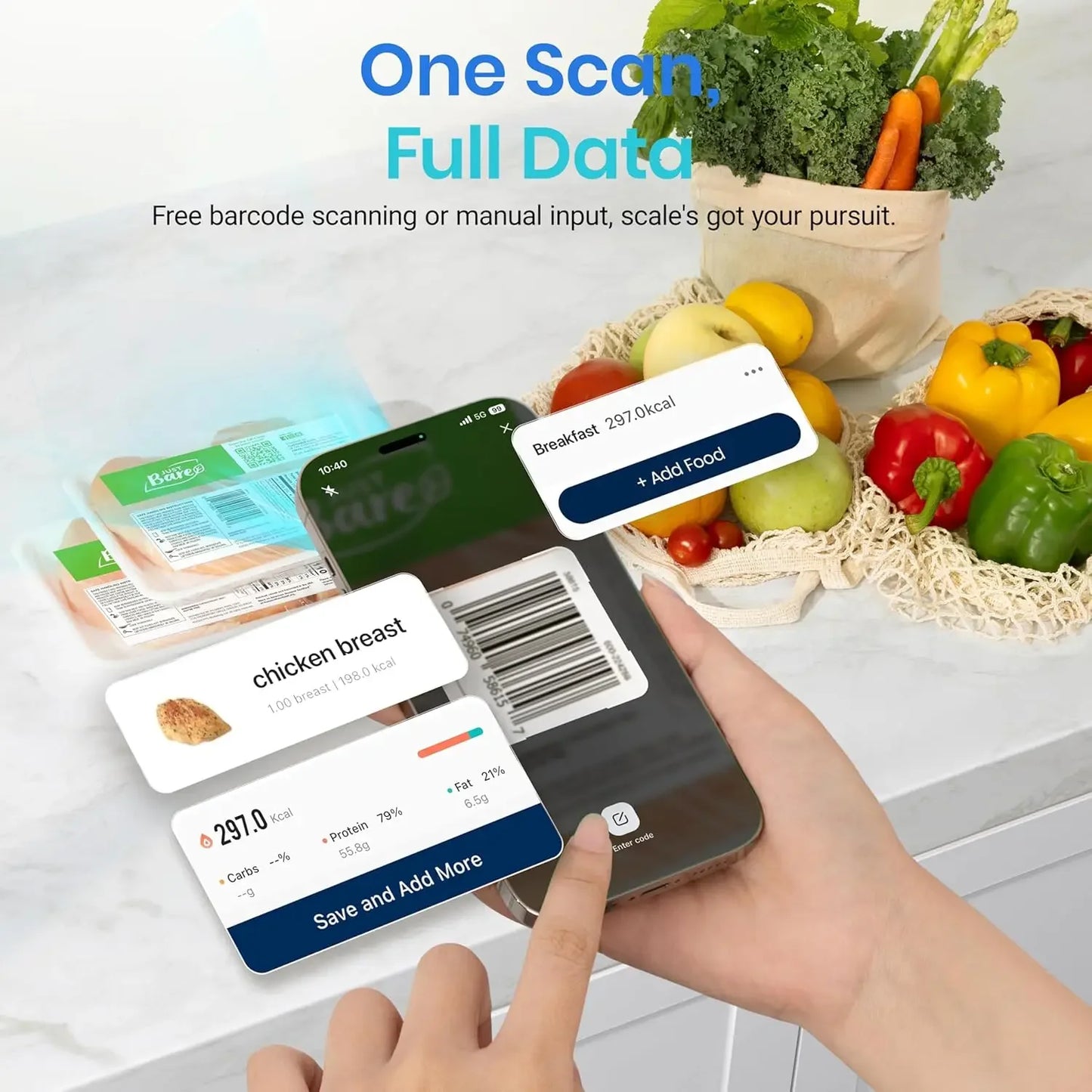 Smart Food Kitchen Scale with Nutritional Calculator,Free App with 19 Nutrients Tracking,Calorie, Marco,Digital grams and ounces