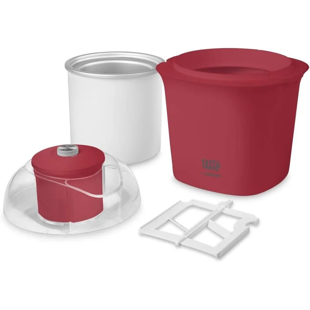 Automatic Ice Cream Maker 1.5 Quart Fully Automatic Frozen Yogurt Machine Large Ingredient Spout Kitchen Appliance Red