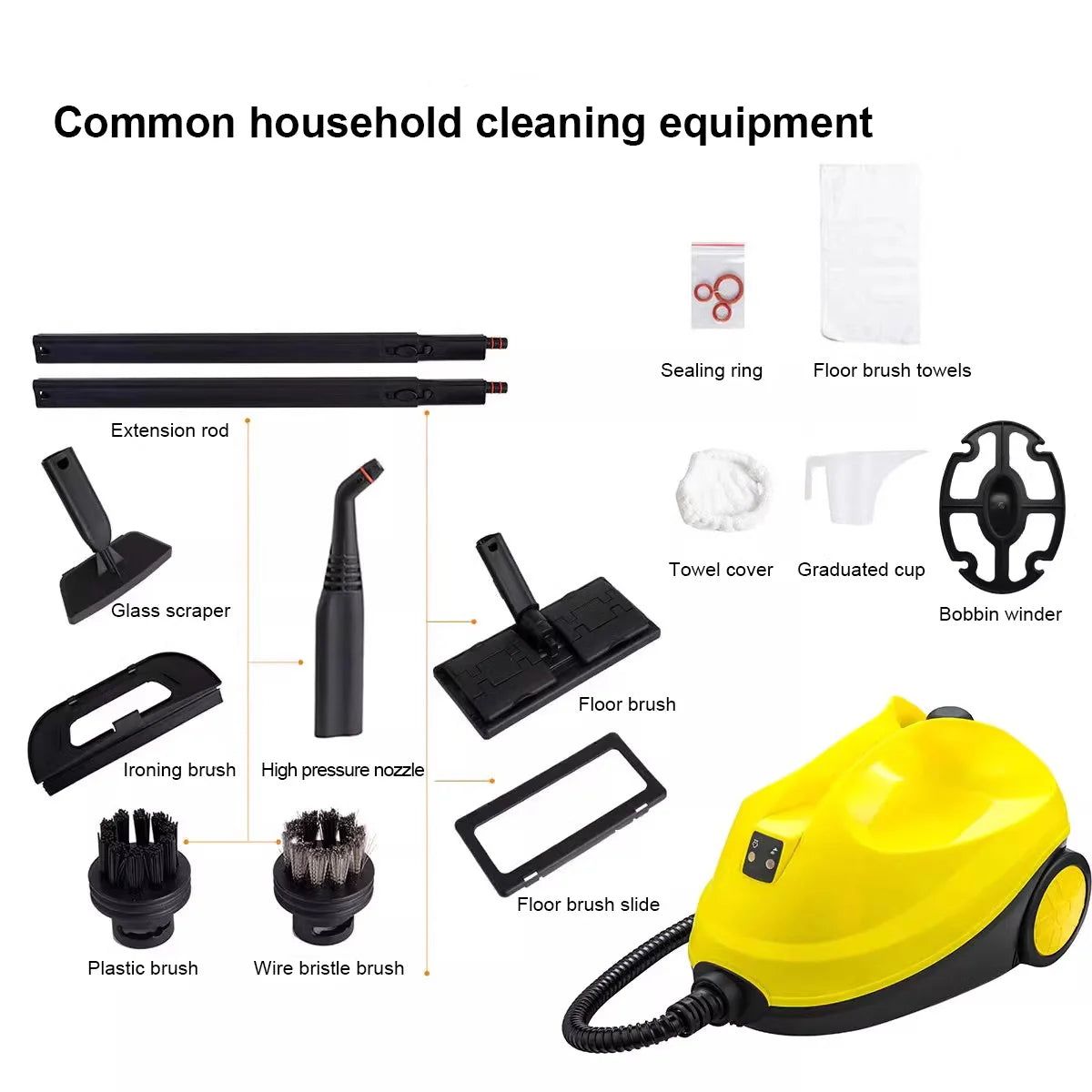 High Steam Cleaner Kill Mites Disinfector Home Kitchen 2000W Electric Steam Cleaner for Stain Removal, formaldehyde, Floor, car