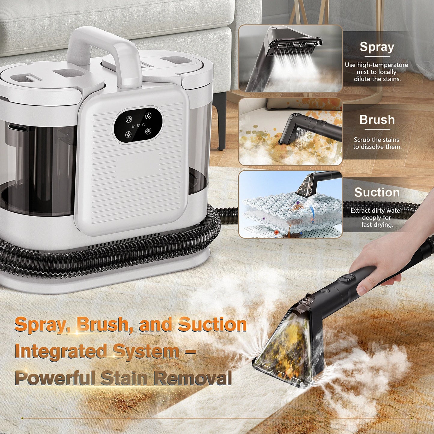 OMESER C988 Steam Spot Cleaner 15kpa 1650w Vacuum Cleaner Spray Suction Integrated Handheld Cleaning Carpet Cleaner Machine