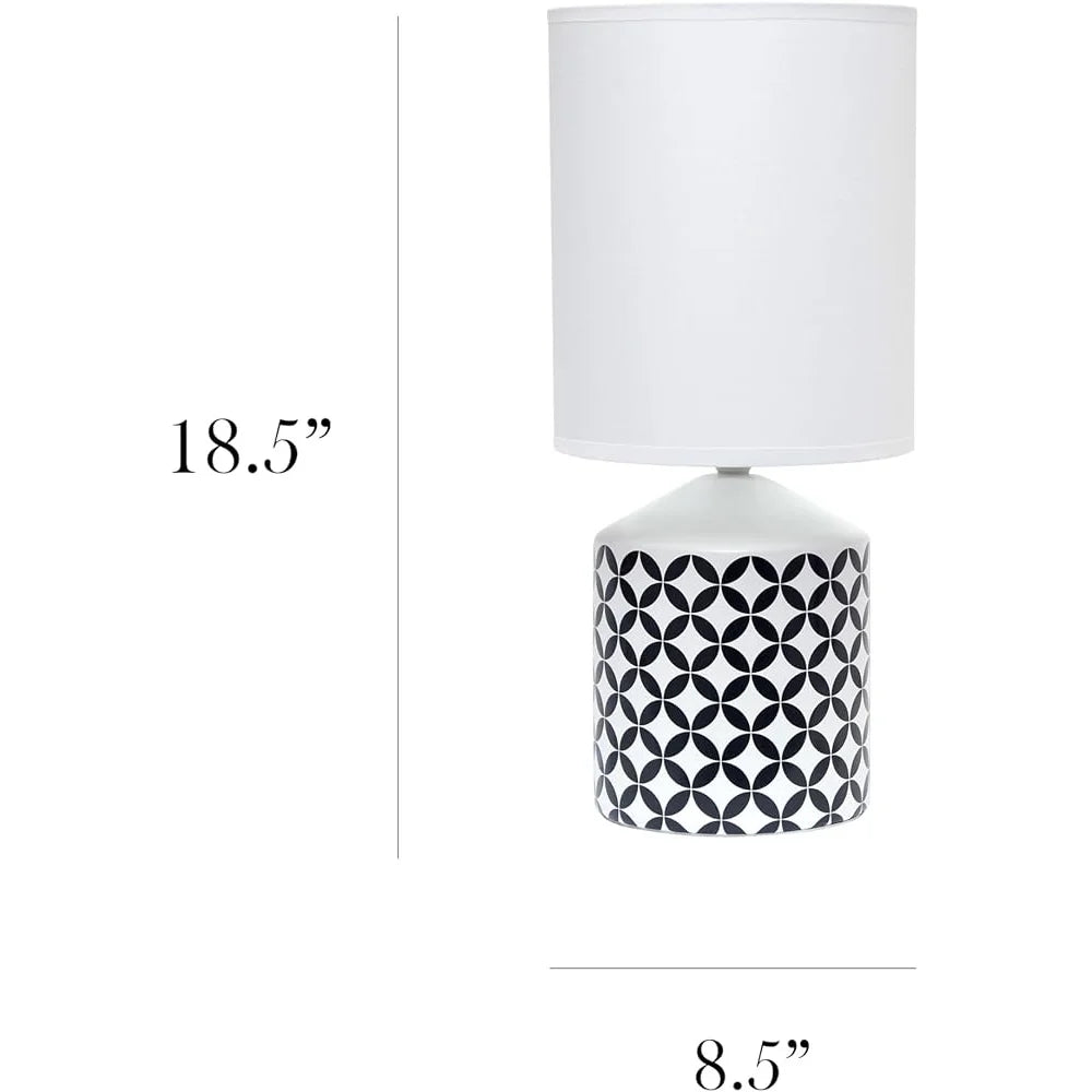 Printed Jug Table Lamp with White Drum Shade Rustic Elegance Living Room Bedroom Office Versatile Home Decor Easy On Off Switch