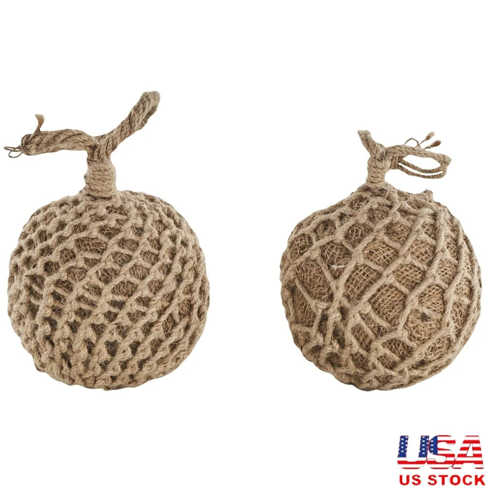 Handmade Brown Cement Knot Sculpture Set of 2 Decorative Statues Indoor Home Decor Rustic Farmhouse Style Art