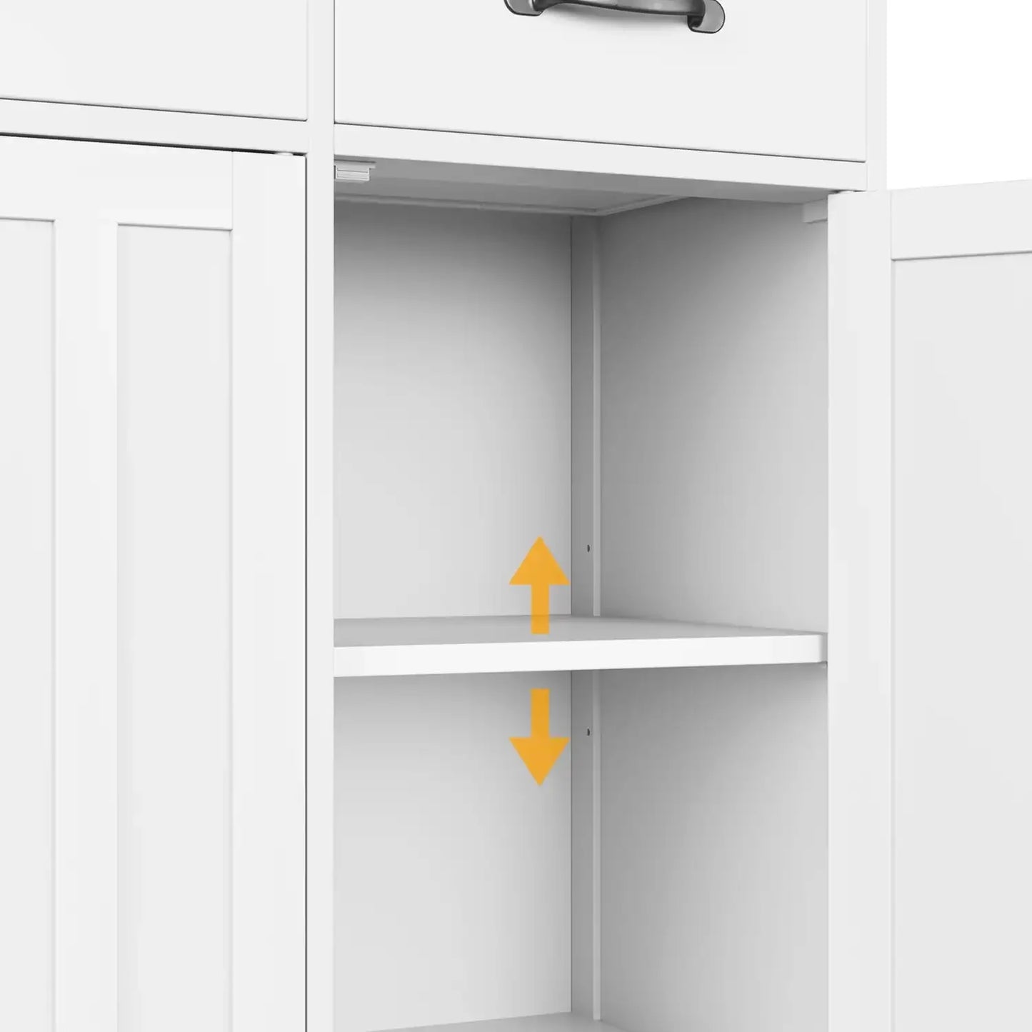 42" Kitchen Storage Cabinet, Wood Buffet Sideboard with 3 Doors & 3 Drawers, Gray Countertop