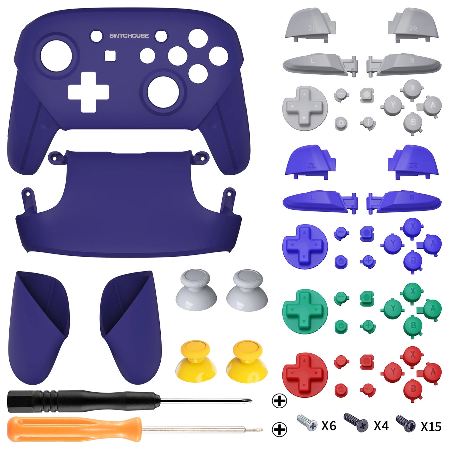 eXtremeRate DIY Replacement Housing Shell W/Full Set Buttons for NS Switch Pro Controller - Classic SwitchCube Style