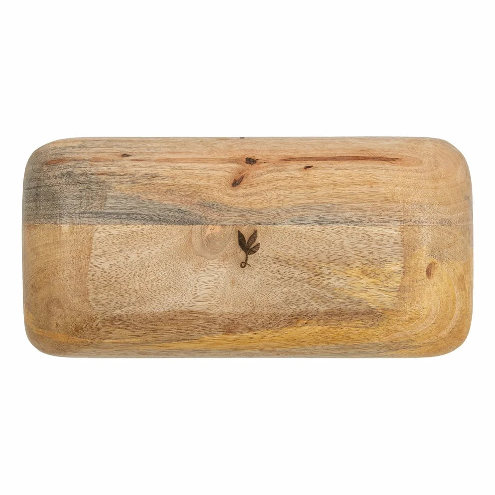 Hand Carved Wood Tray Rustic Decorative Item 12x6 Inches Light Finish Grain Display Holder Flowers Home Decor
