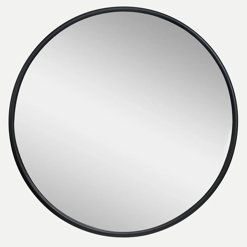 Black Traditional Round Wall Mirror 18x18 Inch Sleek Design Reflective Surface Enhances Space Home Office Decor Easy Maintenance