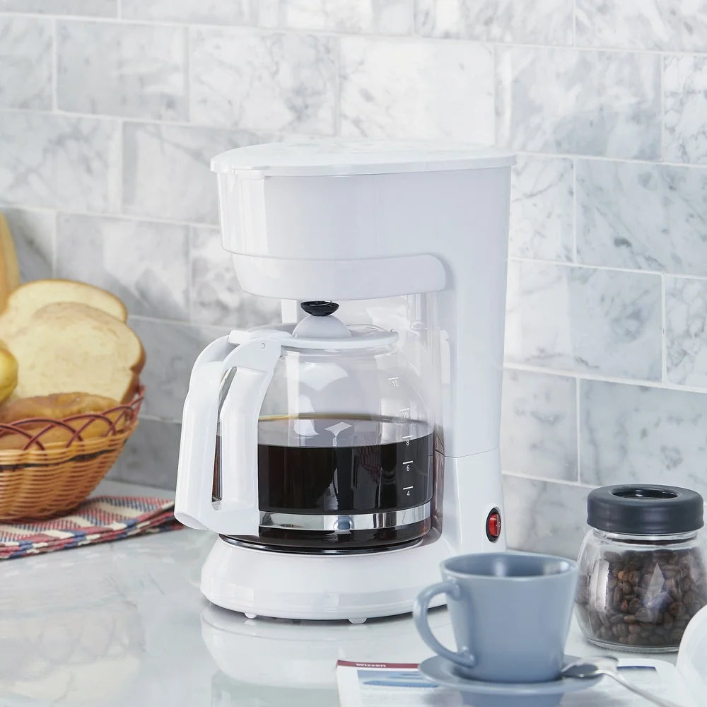 12 Cup Coffee Maker 1.8L Plastic Glass Auto Keep Warm Indicator Light Dishwasher Safe Ideal Home Kitchen Use