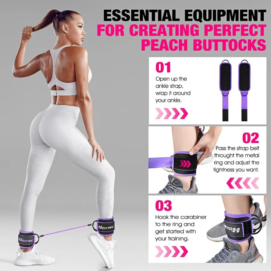 Ankle Resistance Bands with Cuffs for Leg and Booty Workouts: Effective Hip Fitness Training Equipment for Kickbacks and Butt L