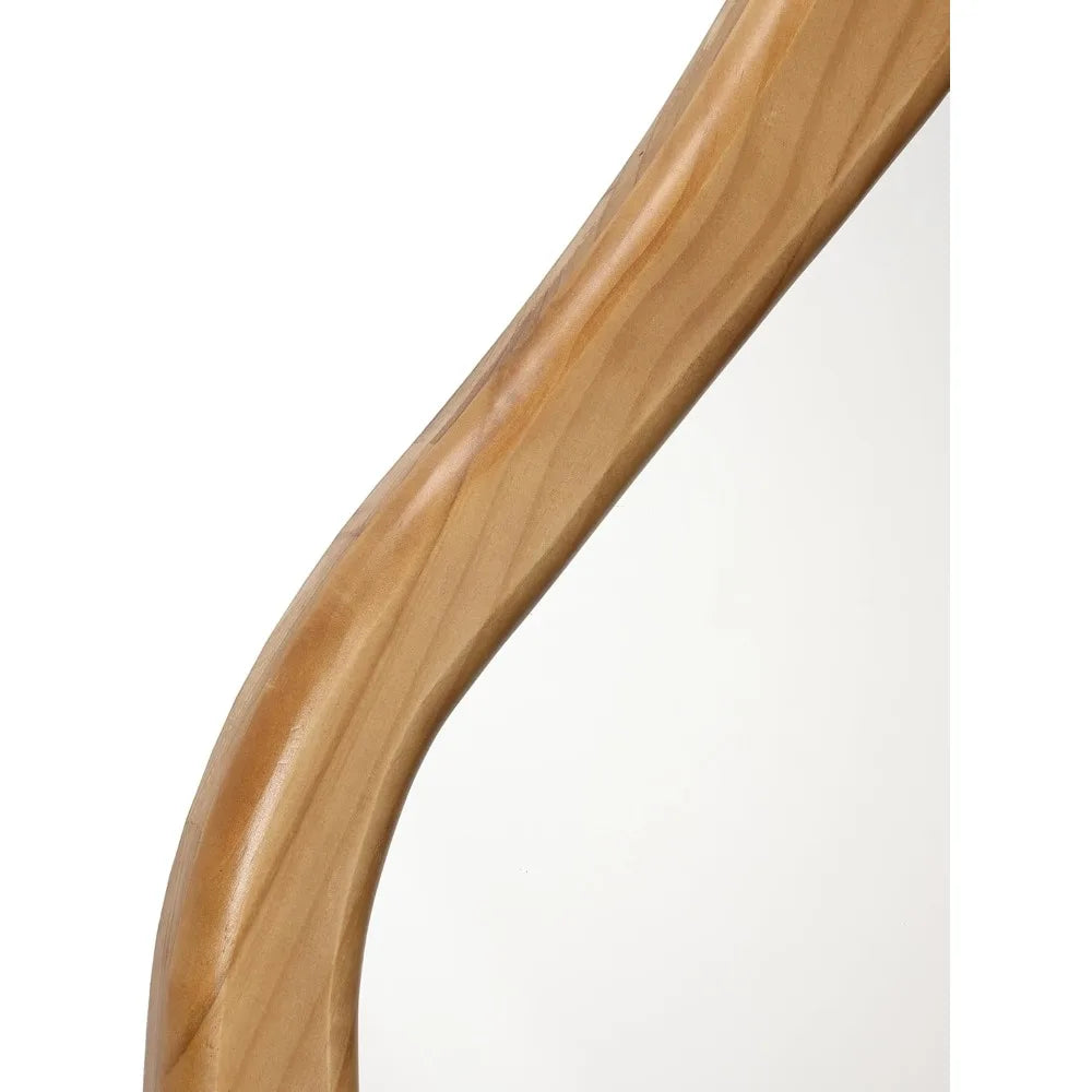 LuxenHome Asymmetrical Wall Mirror with Natural Pine Wood Frame,Irregular Wall Mirror for Living Room,Entryway,Bedroom,Decorativ