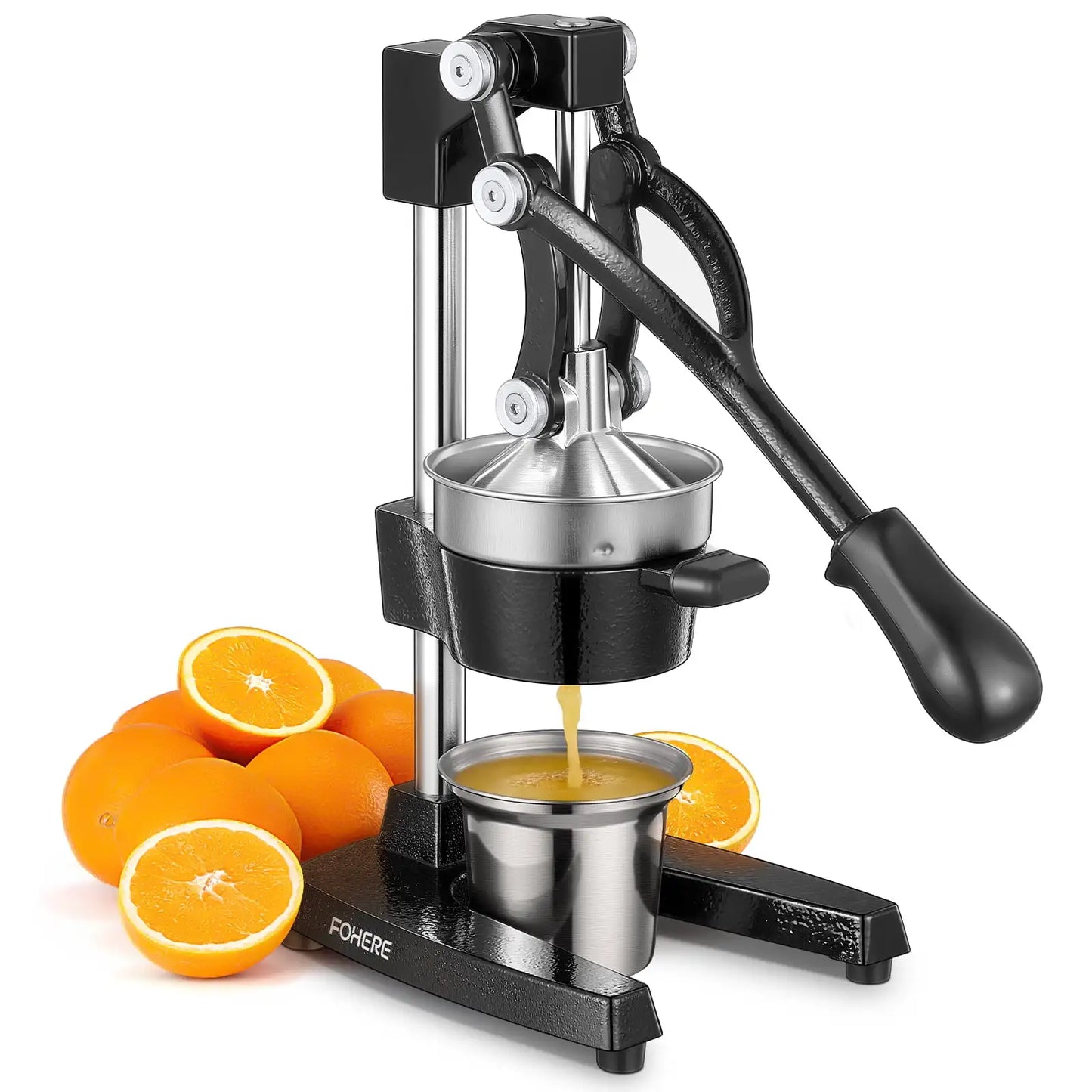 Manual Citrus Juicer Easy Juicing, Easy Clean Stainless Steel and Cast Iron