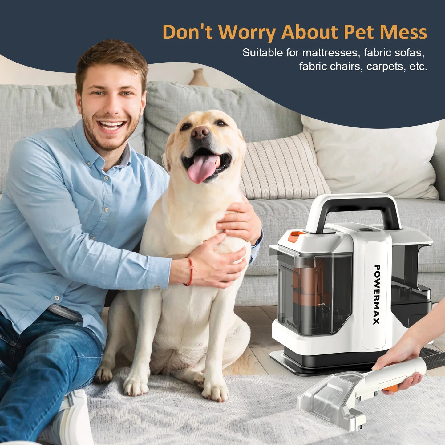 OMESER W05 Handheld Carpet Cleaner 750W 15Kpa Corded Spot Clean Machine Wet Fabric Carpet Sofa Cleaning Pet Portable Car