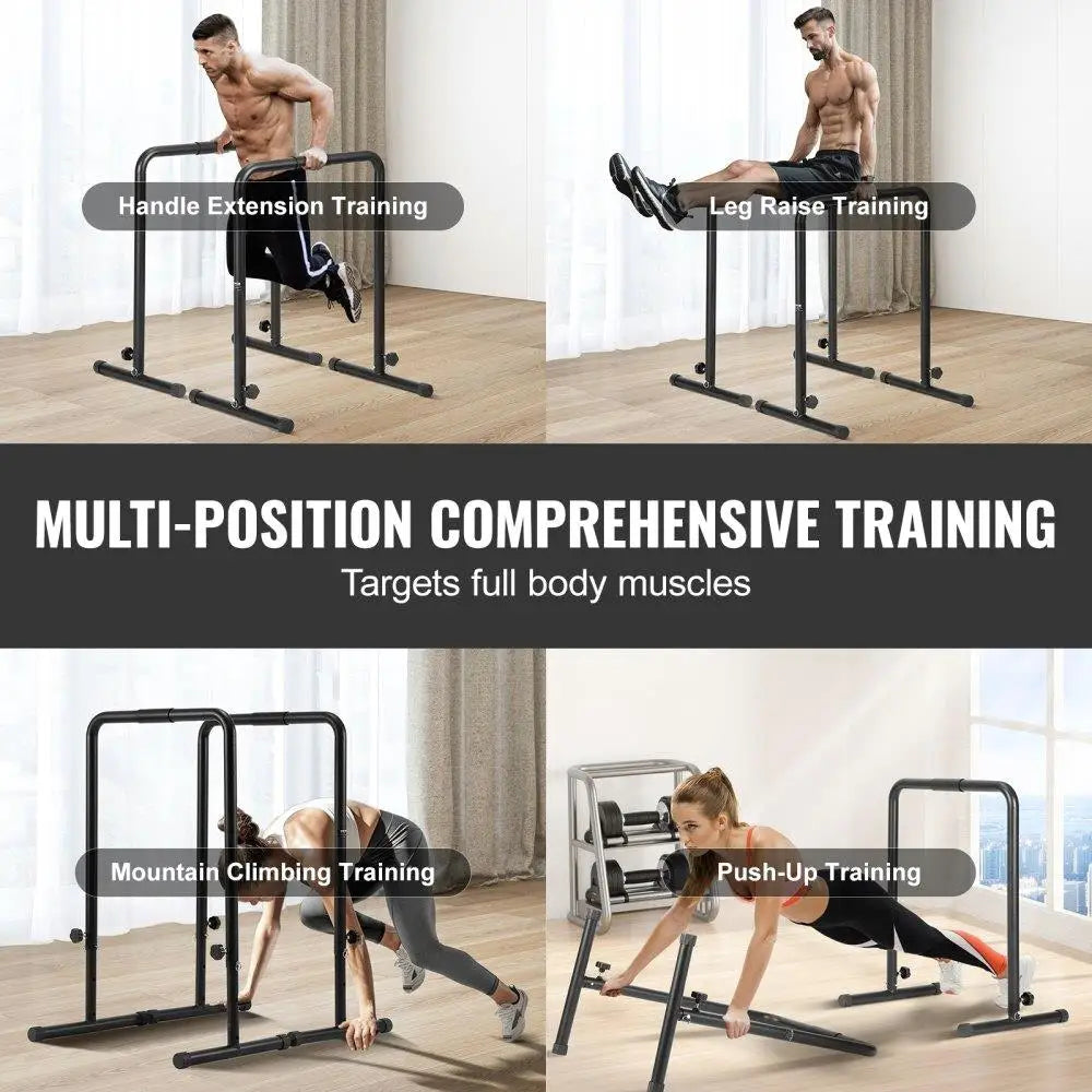 Adjustable Heavy Duty Dip Bars Fitness Workout Equipment Parallette Push Up Stand Parallel Training Home Gym 440lbs Capacity