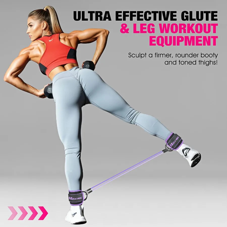 Ankle Resistance Bands with Cuffs for Leg and Booty Workouts: Effective Hip Fitness Training Equipment for Kickbacks and Butt L