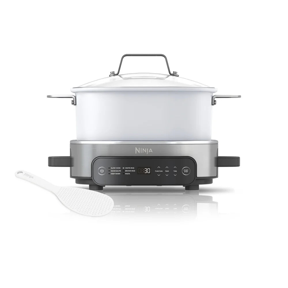 6.5 Qt Multi Cooker Slow Cooker 6 in 1 Kitchen Appliance Easy One Pot Cooking Family Size Capacity Compact Design