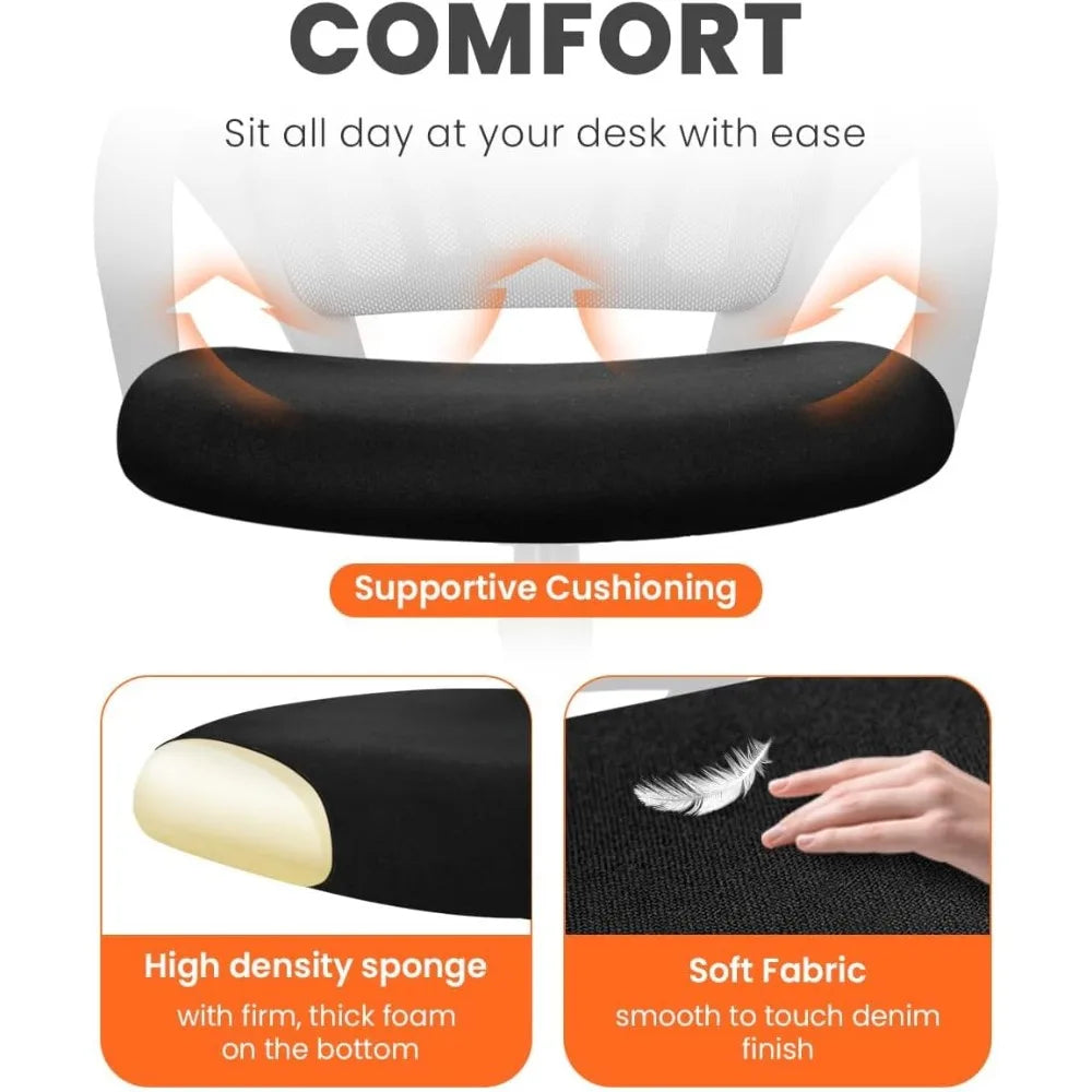 Office Desk Computer Chair Ergonomic Mesh Gaming Mid Back Seat with Comfy Lumbar Support Adjustable Height Swivel for Home Task