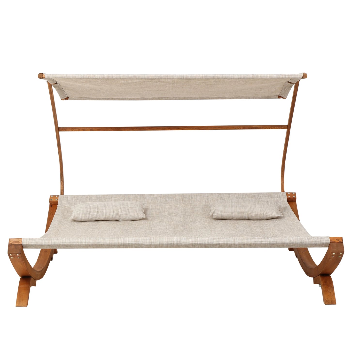 Double Sunbed with Adjustable Canopy, Water - Resistant Frame & 2 Pillows - Perfect for Outdoor Patio Lounge